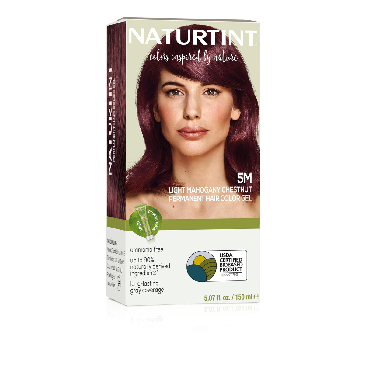 Naturtint 5M light mahogany chestnut box for at-home salon-grade color results.