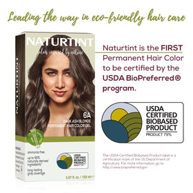 Naturtint 6A dark ash blonde ingredients emphasize plant-based formula for healthier-looking hair