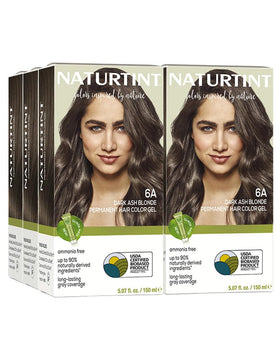 Naturtint 6A dark ash blonde packaging highlights ammonia-free formula for healthier-feeling hair
