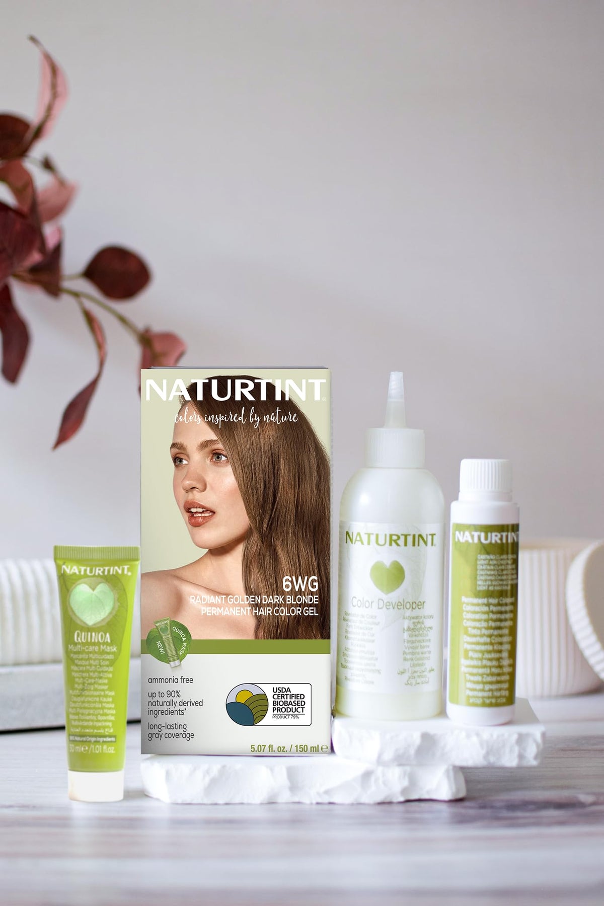 Naturtint 6WG swatch reveals warm golden shade and natural-looking blend.