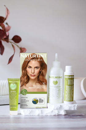 Naturtint 7C Terracotta Blonde application steps illustrate mess-free color at home