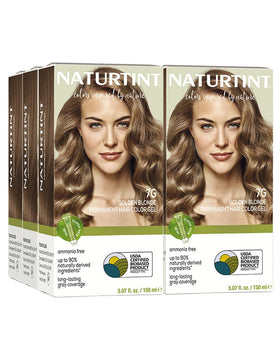 Naturtint 7G Golden Blonde packaging shows ammonia-free formula for at-home color.