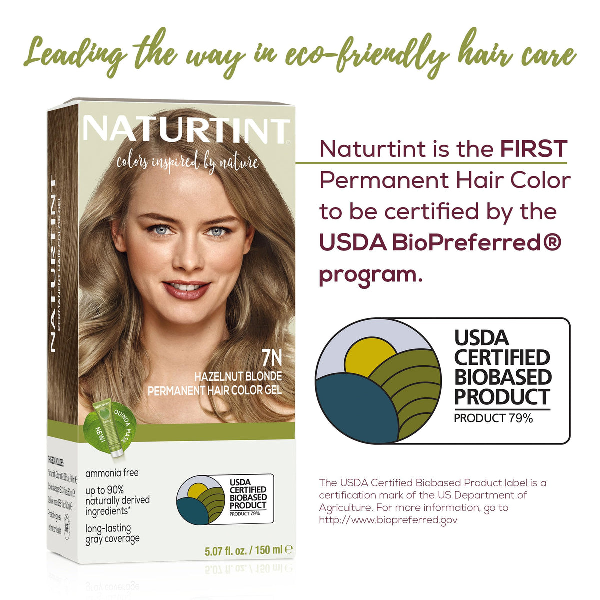 Naturtint 7N Hazelnut Blonde application guide demonstrates easy, mess-free color at home