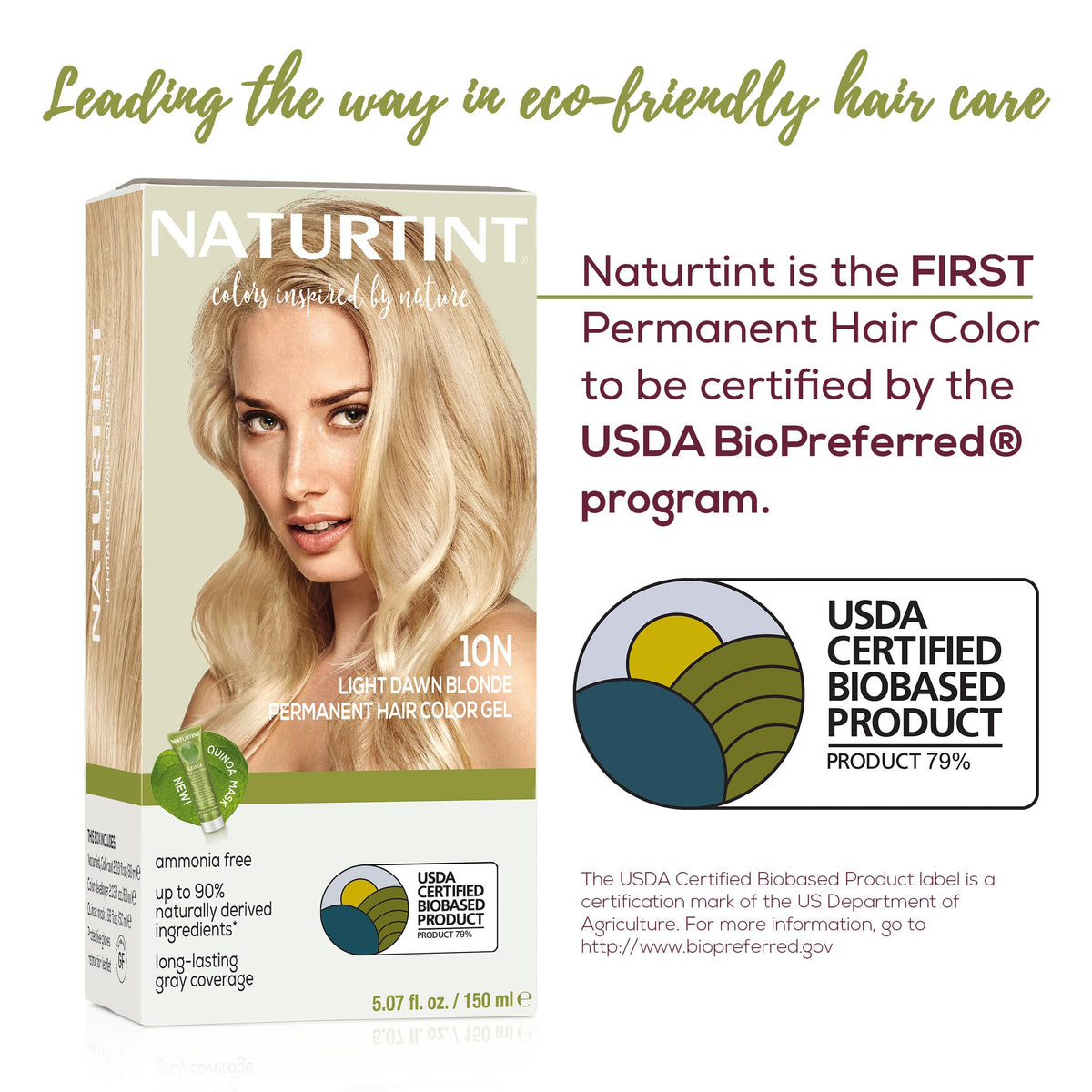 Naturtint plant-based ingredients nourish hair during color processing.
