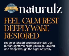 Naturulz Ugli Butter Night Cream ingredients label highlights hemp and botanicals.