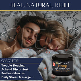 Naturulz Ugli Butter Night Cream on nightstand beside calming essentials.