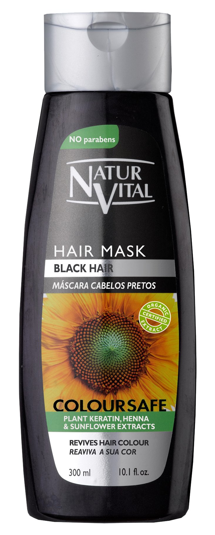 NaturVital Colouring Hair Mask in black jar nourishes and revives black hair color.