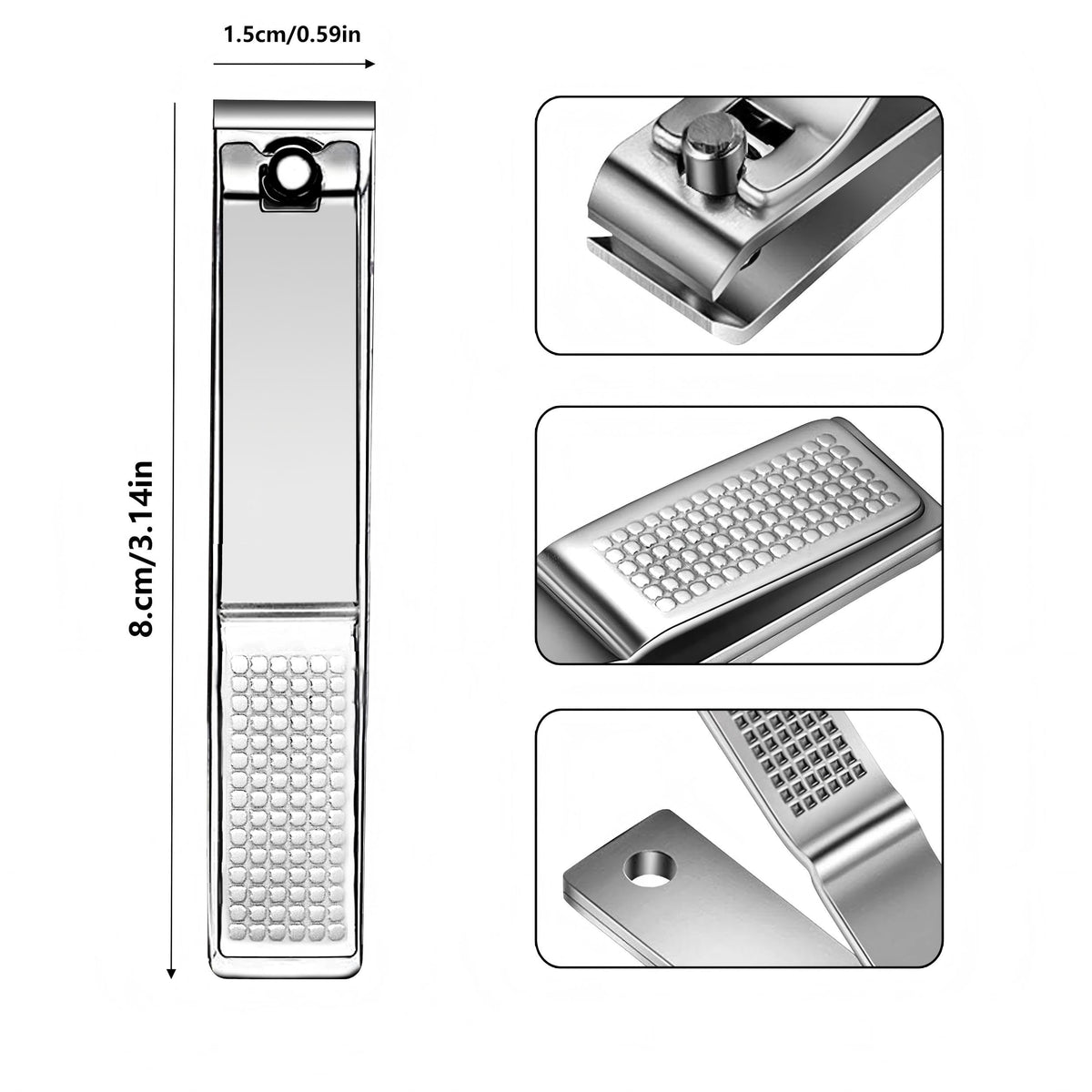 Natzerat stainless steel nail clipper close-up showing durable rust-resistant blade