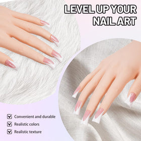 40 transparent nail tips included for repeated practice with the silicone hand.