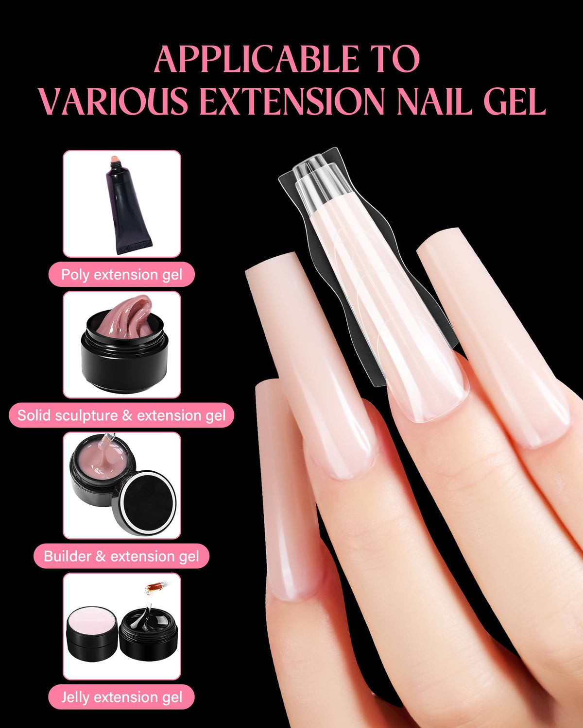 Naughtology reusable plastic forms suit polygel acrylic and builder gel.