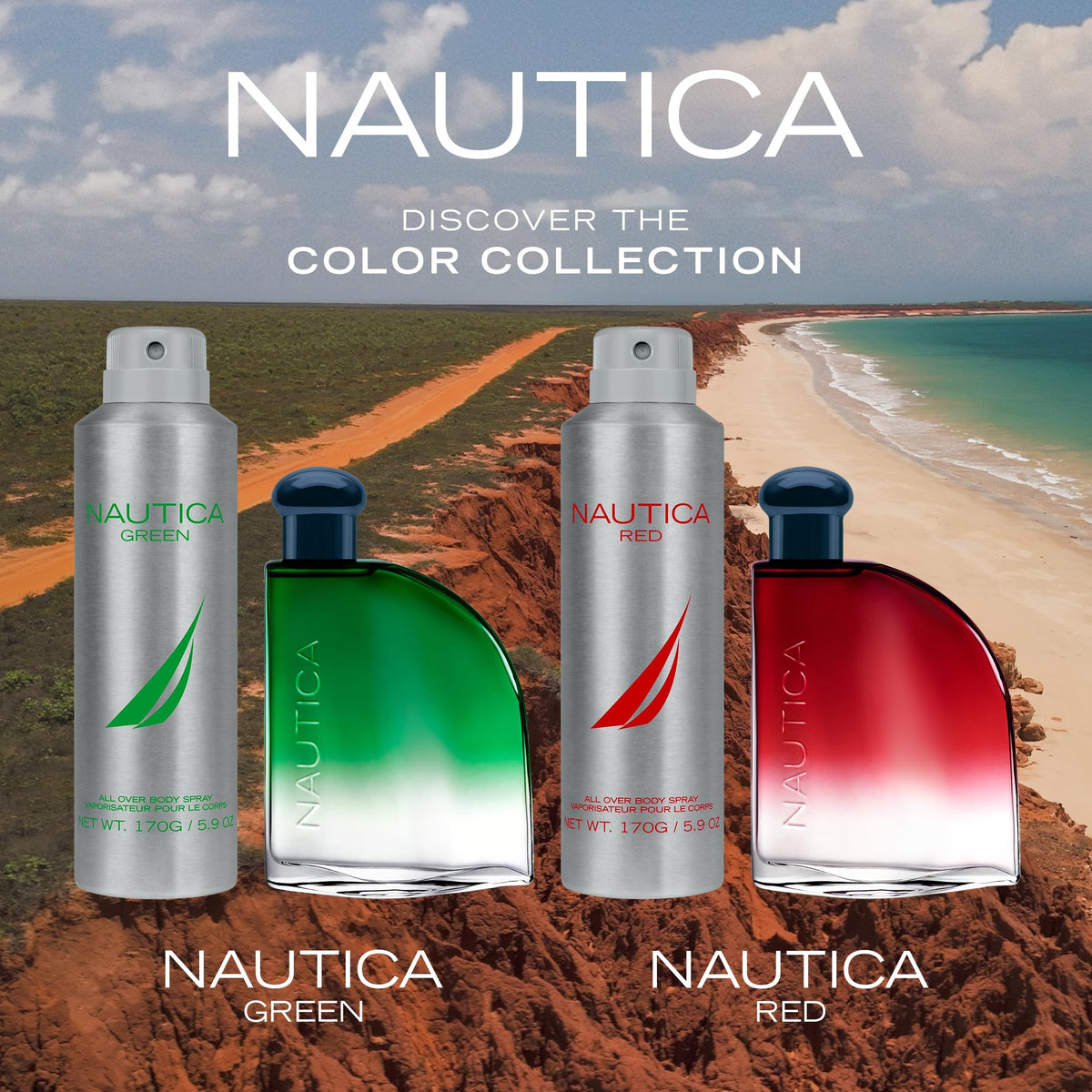 Man applying Nautica Color Red before evening out.