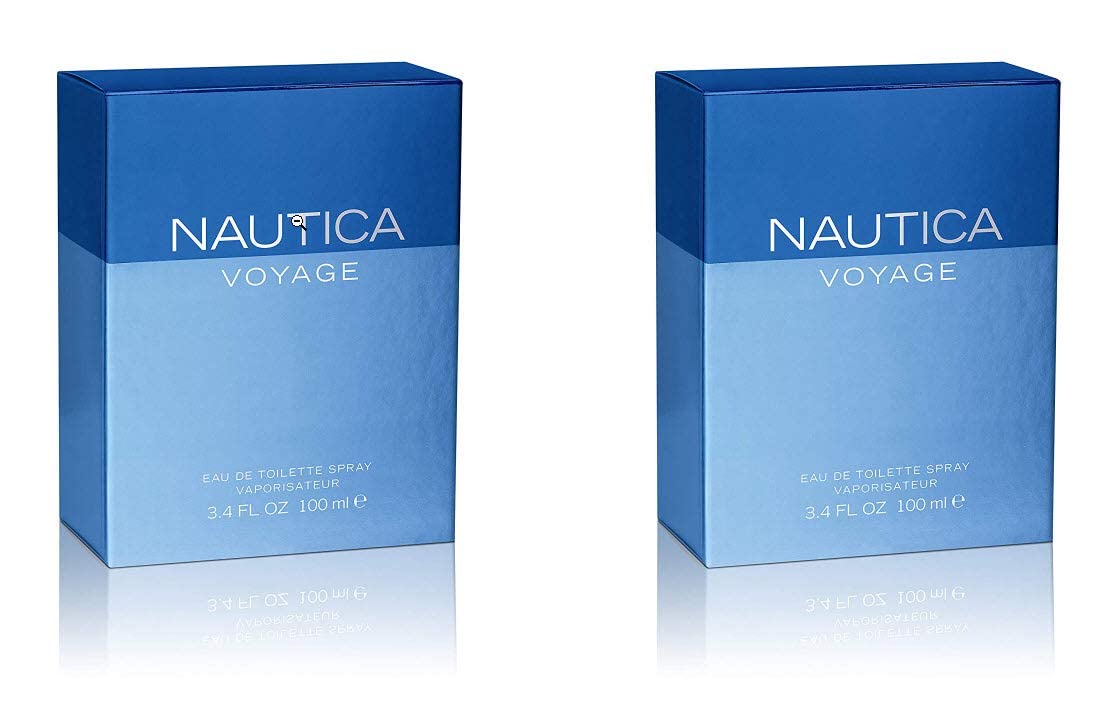 Nautica Voyage two-pack display showing versatile day-to-night fragrance.