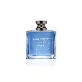 Nautica Voyage N-83 cap closeup, smooth finish hints at long-lasting scent.