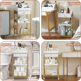 NauwaBarn bottom basket and hooks organize hair accessories and jewelry.