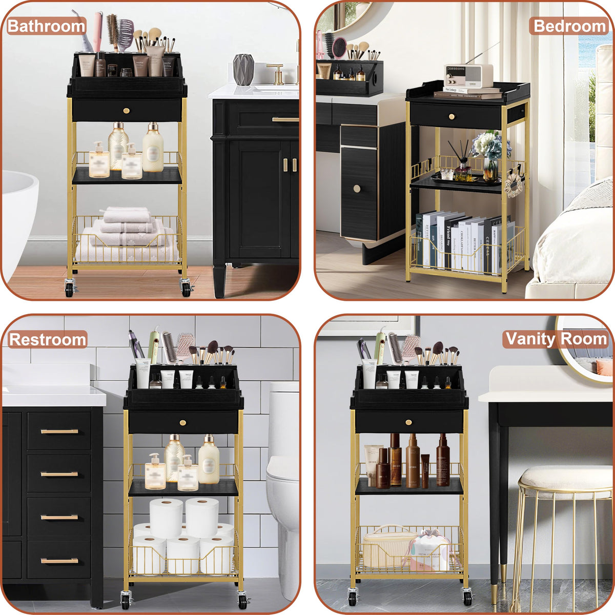 NauwaBarn gold and black finish adds luxe style to any space