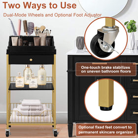 NauwaBarn vanity organizer display case offers a neat, accessible cosmetics showcase