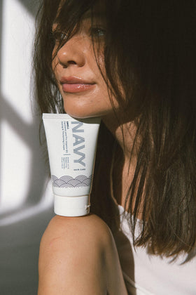 NAVY Swell Thickening Cream pump dispenses evenly for lightweight volume at roots.