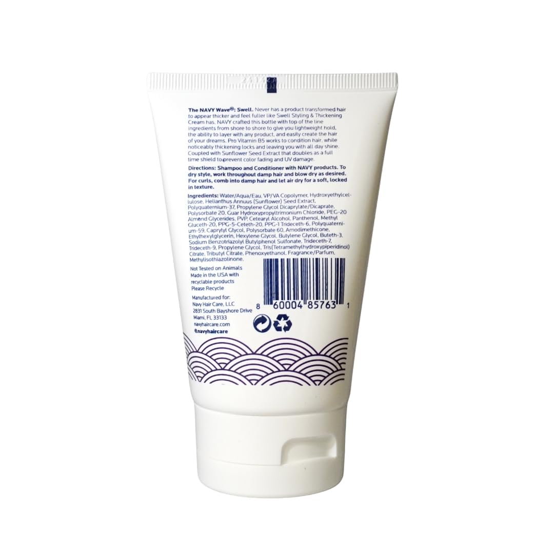 NAVY Swell Thickening Cream volume finish after styling for fuller look.