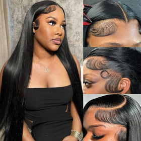 Nawpum 24-inch straight lace front wig with natural fullness.
