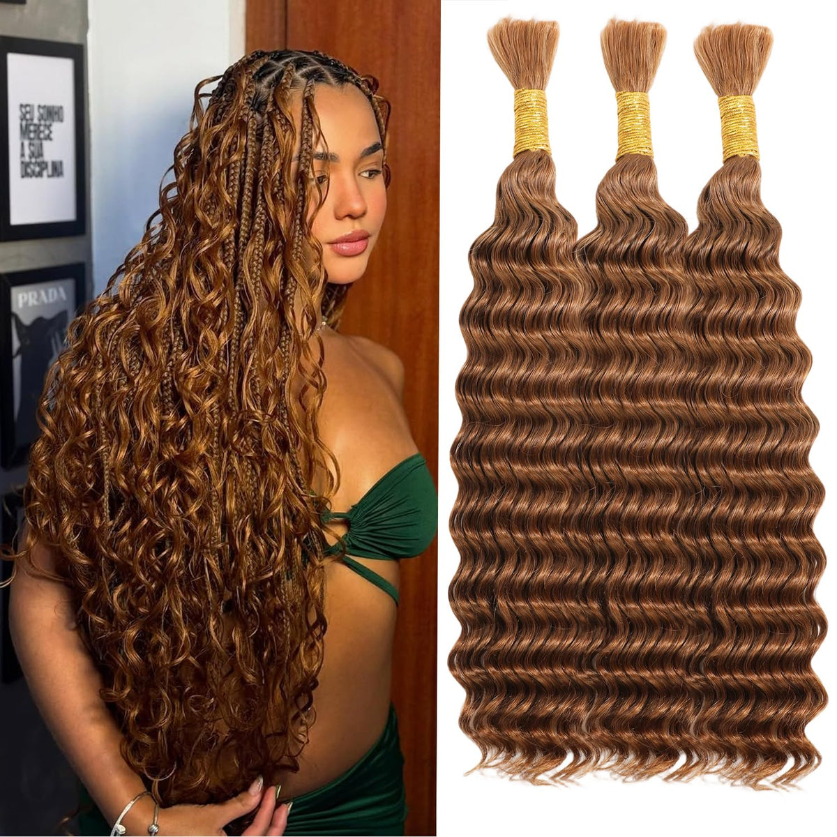Nayominia brown deep wave braiding hair 20in adds voluminous boho braids