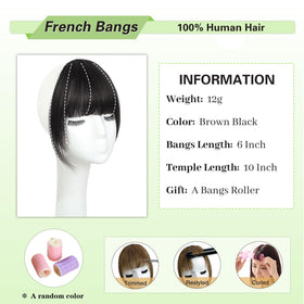 NAYOO bangs French bangs closeup showing soft, realistic hairline and fringe.
