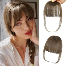 NAYOO Bangs hair clip in brown real hair for a natural, seamless fringe.