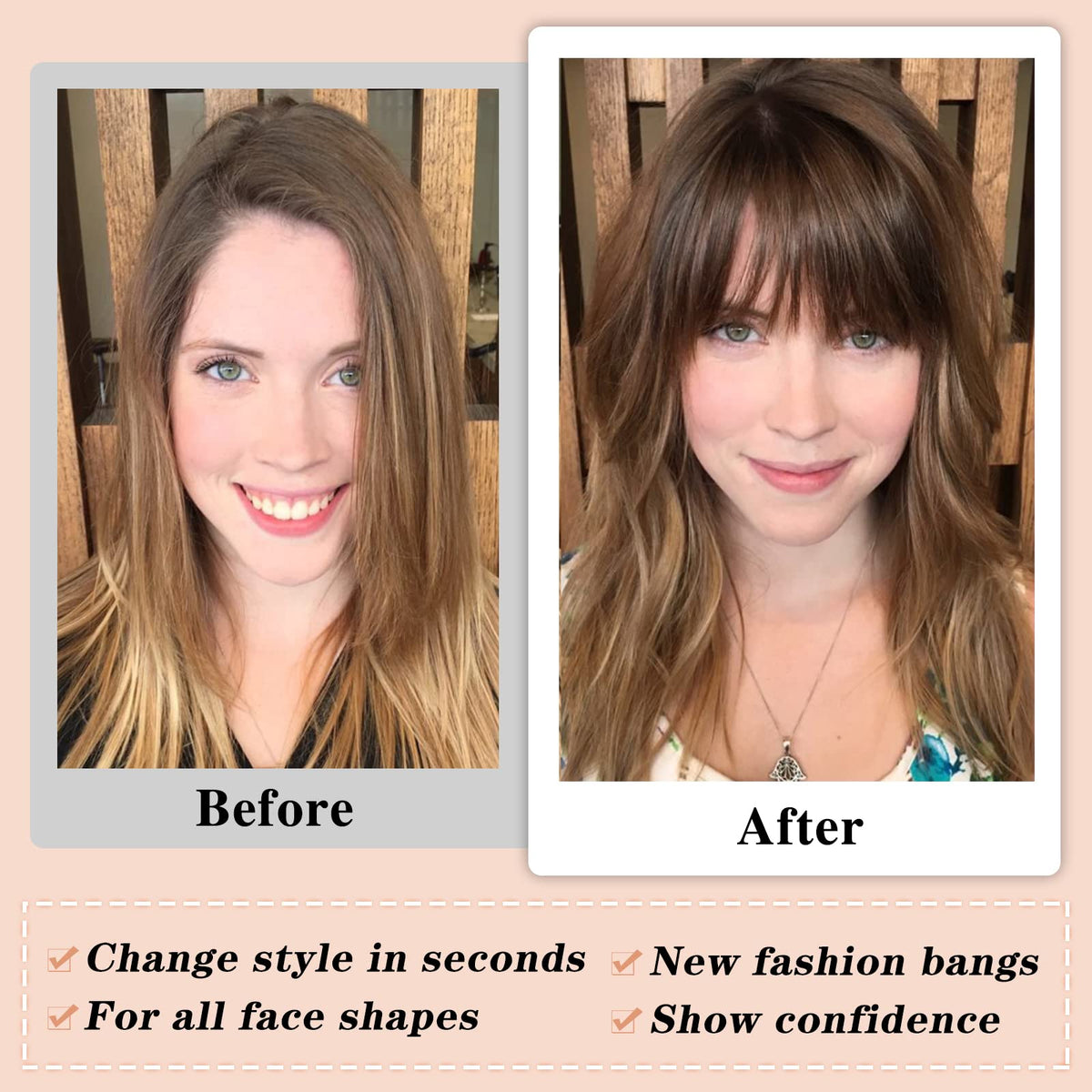 NAYOO bangs temple-clip construction offers discreet attachment.