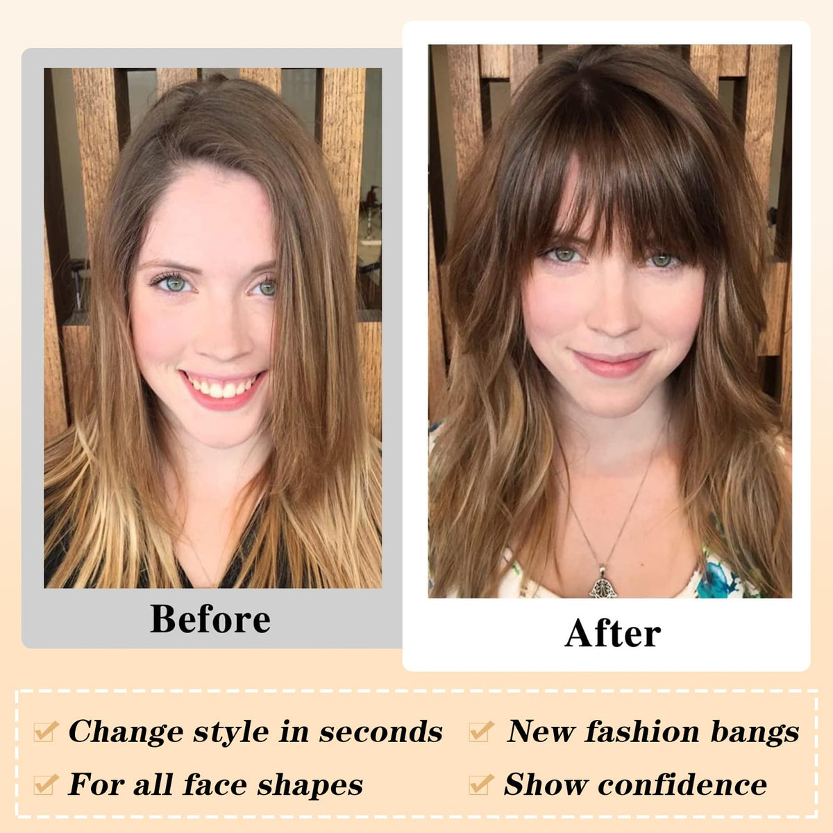 NAYOO clip-in bangs can be curled or straightened for versatile styling.