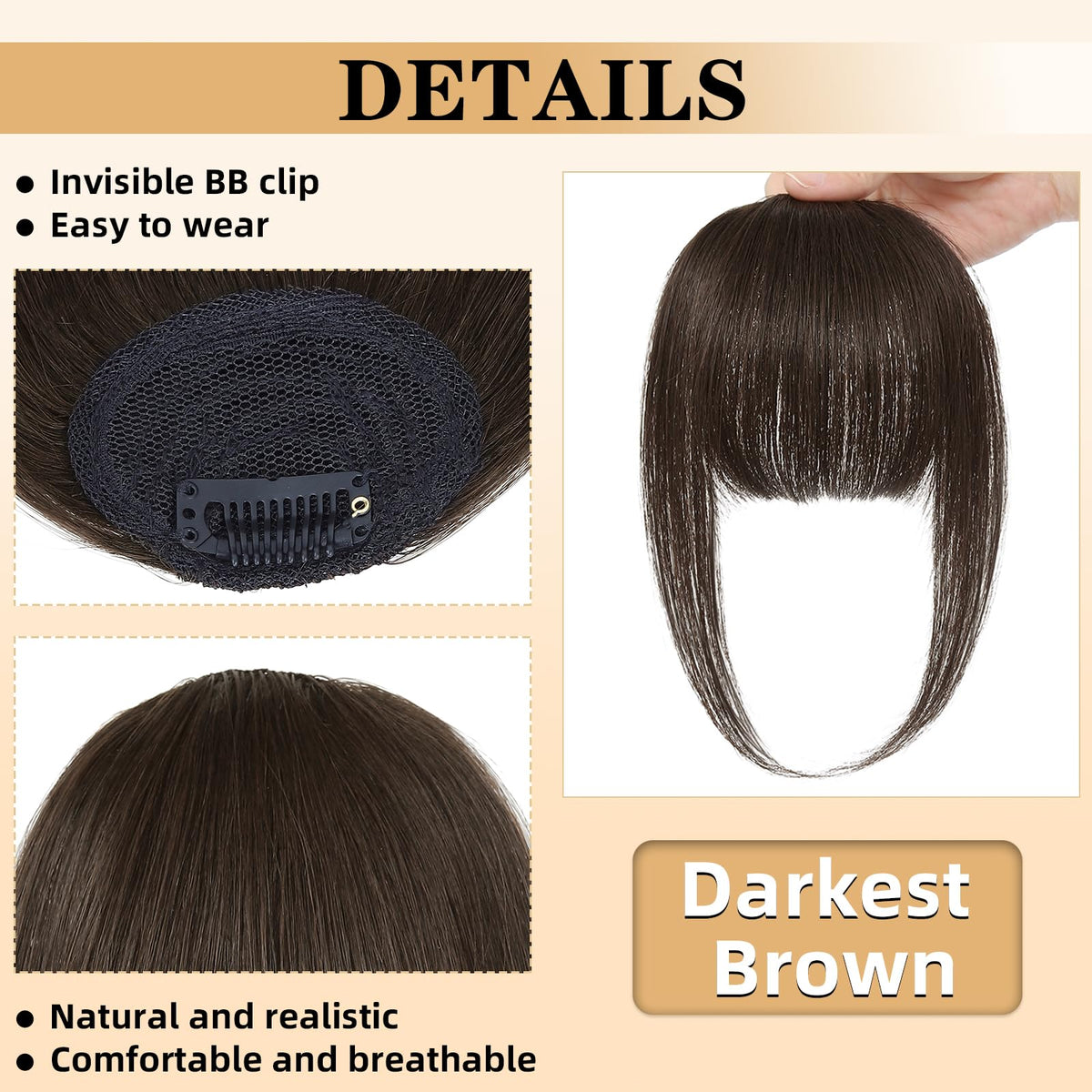 NAYOO clip-in bangs wispy fringe shapes the face for balanced styling.