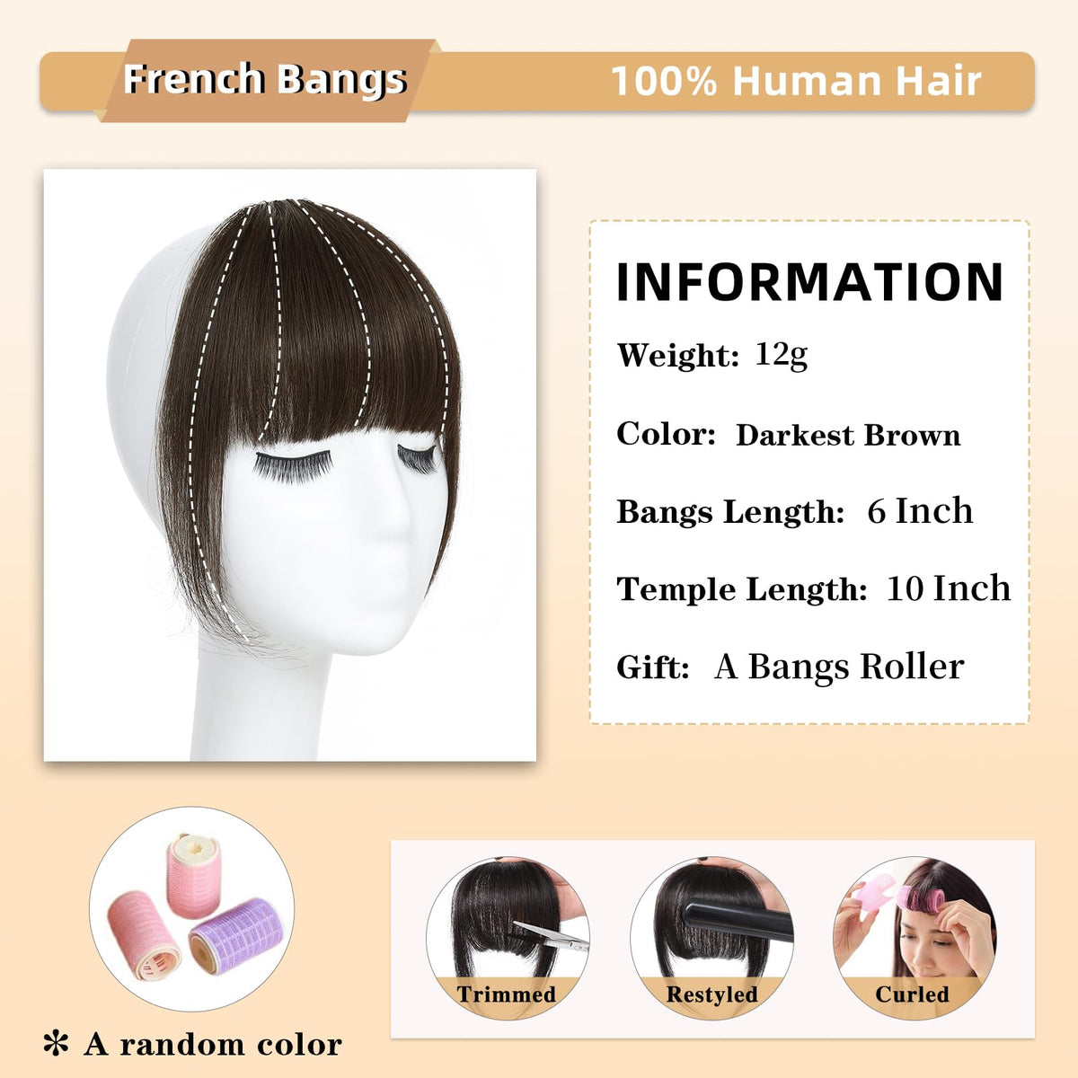 NAYOO clip-in bangs close-up showing temple integration for seamless extension.