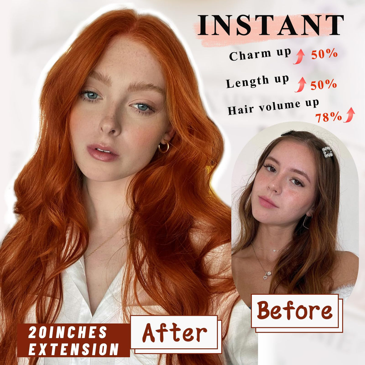 NAYOO clip-in extensions with no glue or tape for easy wear.