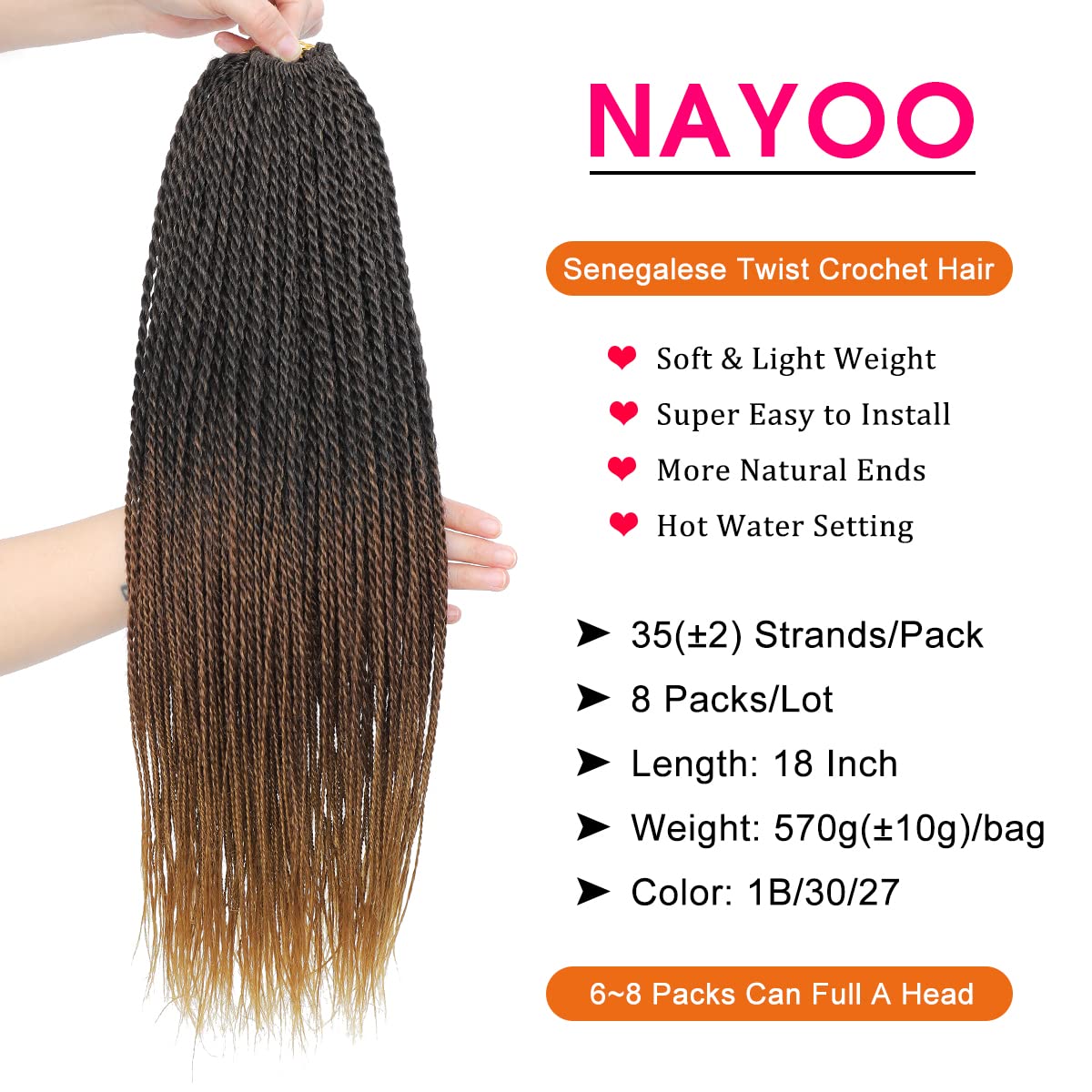 NAYOO pre-looped ombré crochet hair for quick installation.