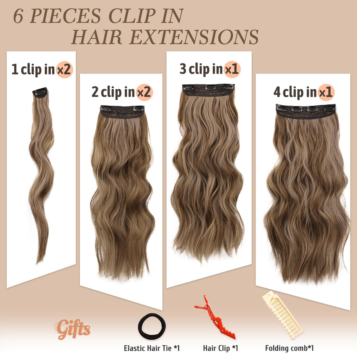 NAYOO hairpieces set 6pcs easy-to-wrap attachment for versatile styling