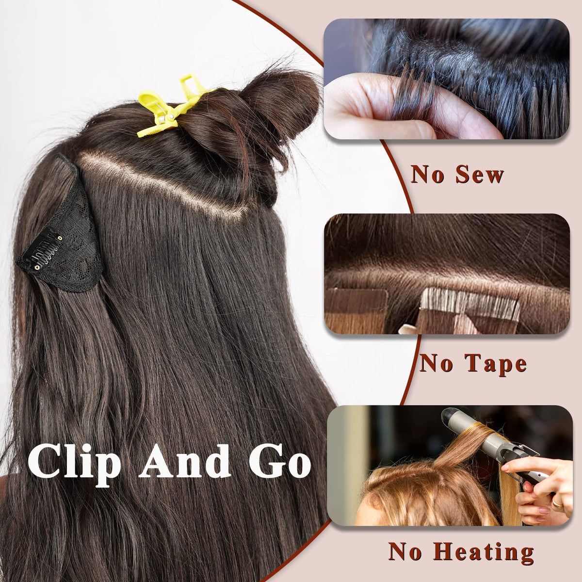 NAYOO copper red long waves for dramatic volume at home.