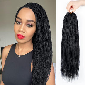 NAYOO Senegalese Twist crochet hair 18-inch closeup shows soft, lightweight fibers for comfortable wear.