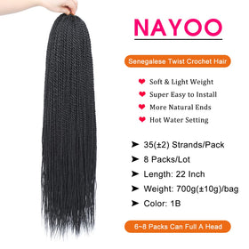 NAYOO crochet hair 22 inch loose ends emphasizing natural texture