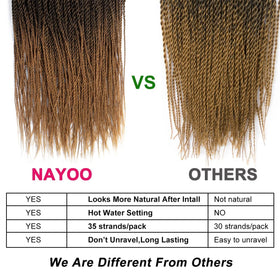 NAYOO Crochet Hair uses low-temperature synthetic fiber for soft touch and reuse.