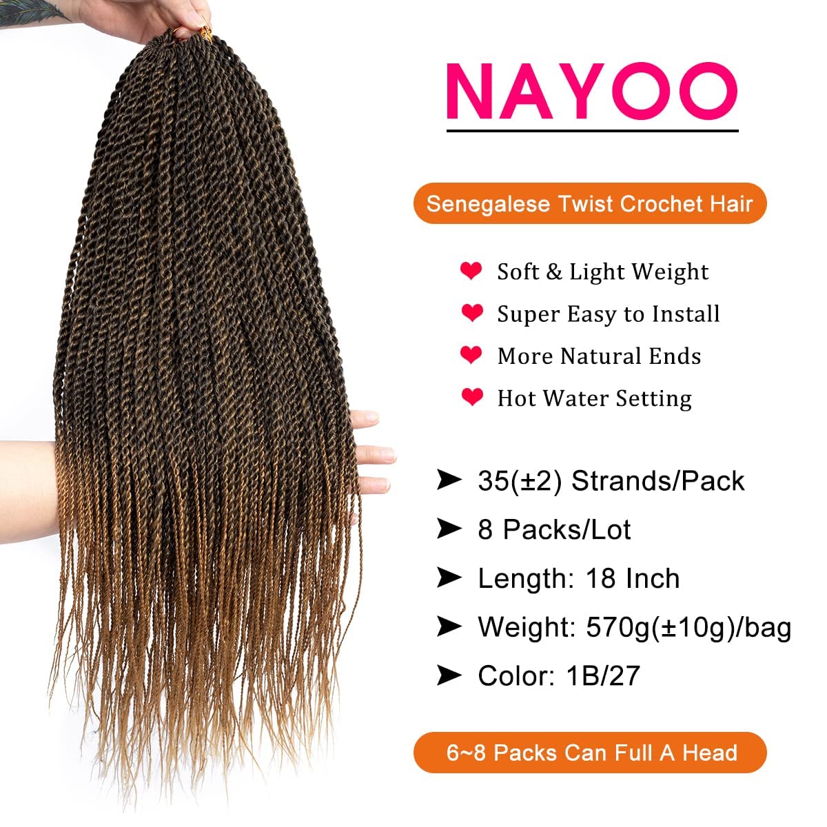 NAYOO Hair offers seven sizes and eighteen colors for versatile styling.