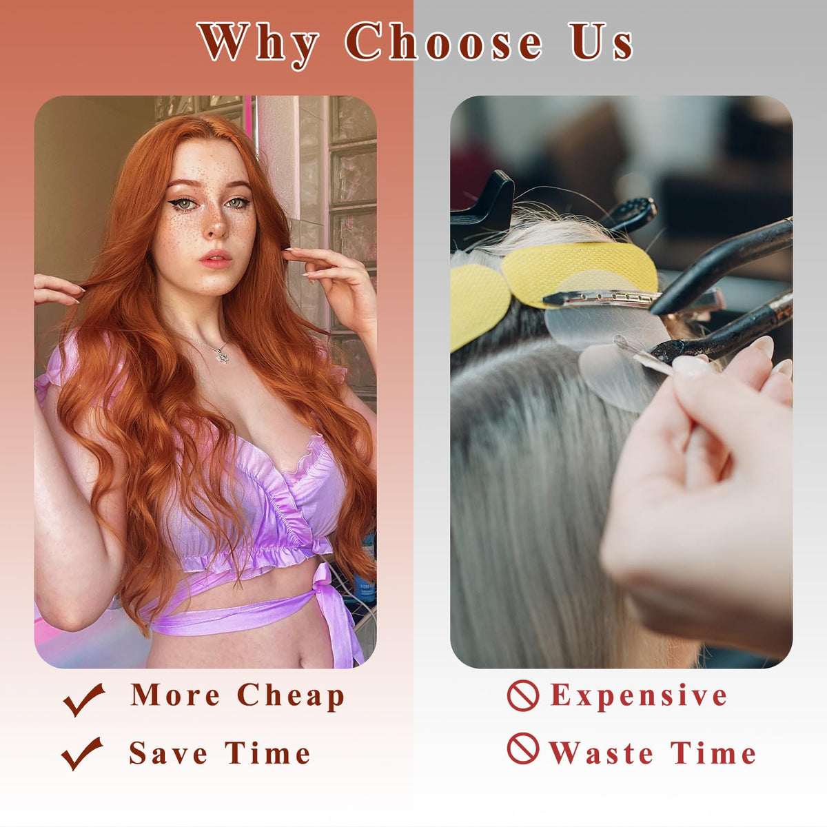 NAYOO soft knot-resistant clip-in extensions blend with hair.