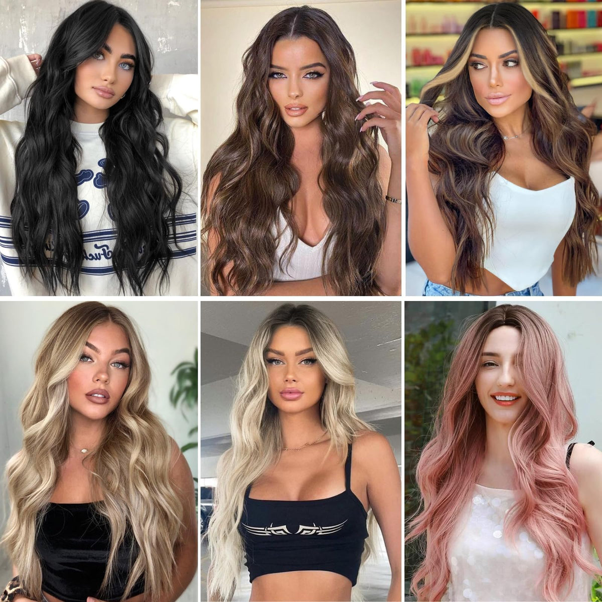 NAYOO wine red long wavy wig heat-resistance up to 160 C for styling versatility