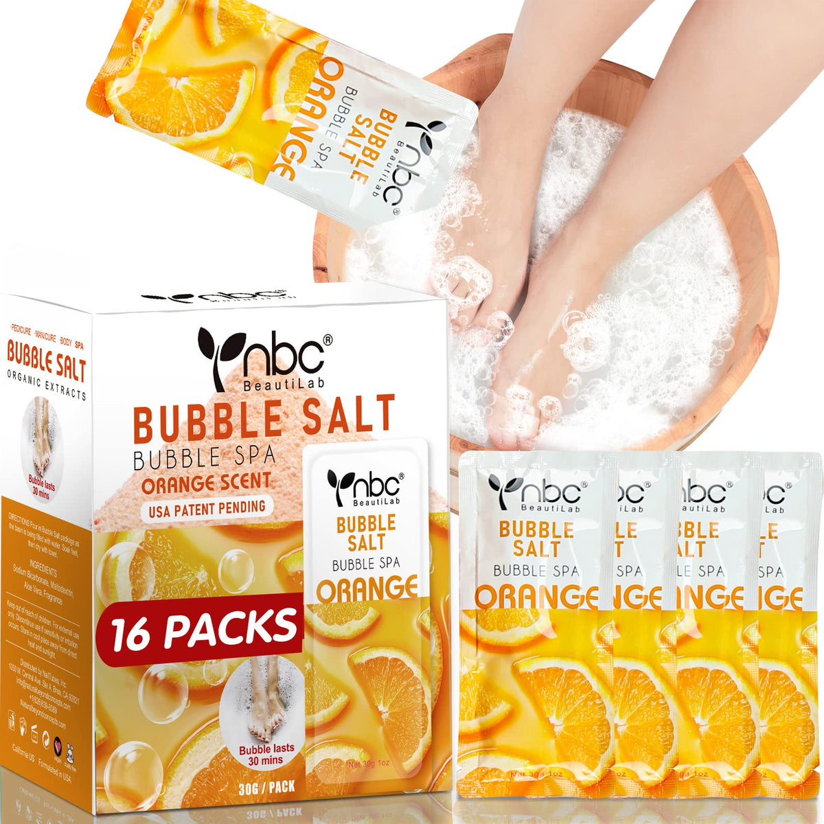nbc BeautiLab pedicure foot soak 16-pack box for at-home spa session