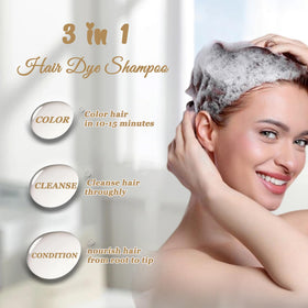 NCEPROHR Silver Gray Hair Dye Shampoo color-result on hair shows vibrant silver.