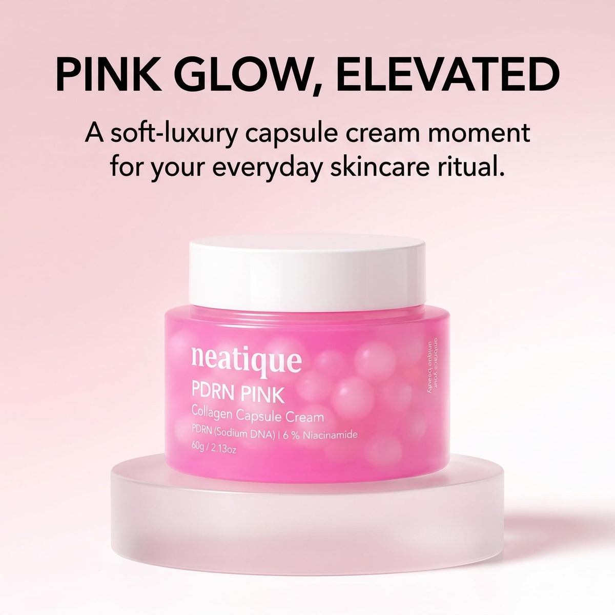 Neatique PDRN Capsule Cream dewy glow as capsules melt on skin.