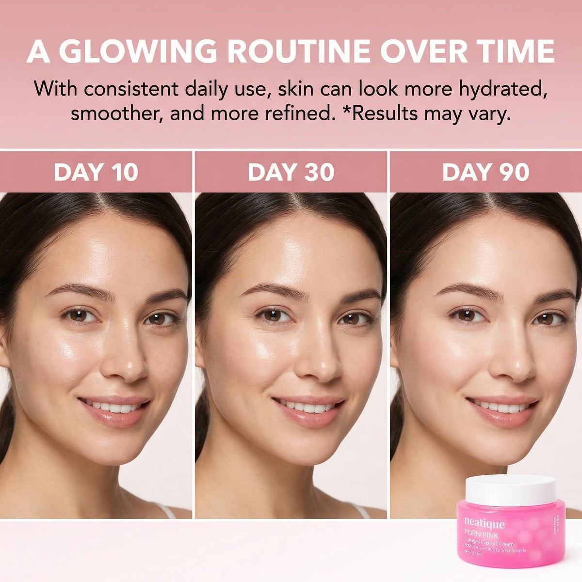 Neatique PDRN Cream with 6% Niacinamide promotes even-toned glow.
