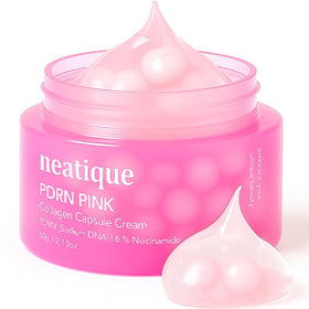 Neatique PDRN Capsule Cream with pink capsules delivers firmer, more hydrated skin.