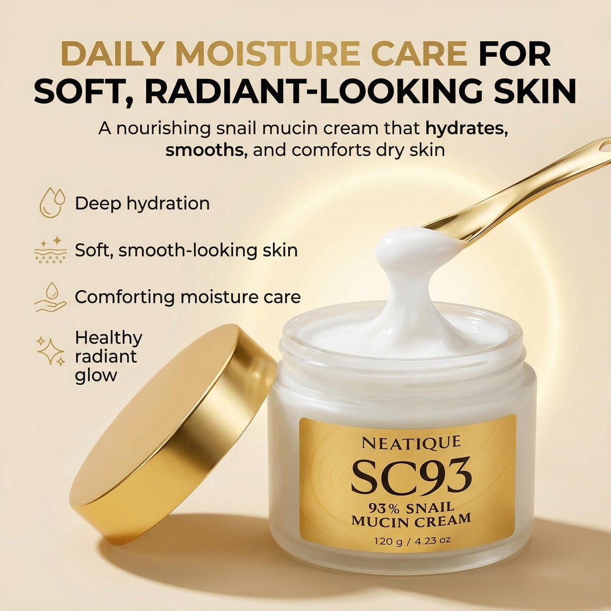 Label closeup emphasizes 93% snail filtrate