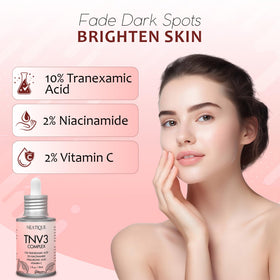 Neatique TNV3 Complex Serum pump bottle highlighting easy application and quick absorption.