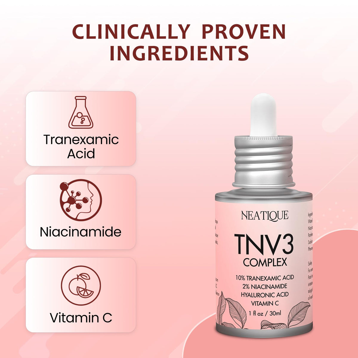 Neatique TNV3 Complex Serum hands applying a small amount to the face.