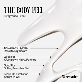 Nécessaire Body Peel in airless packaging demonstrates purity and efficacy