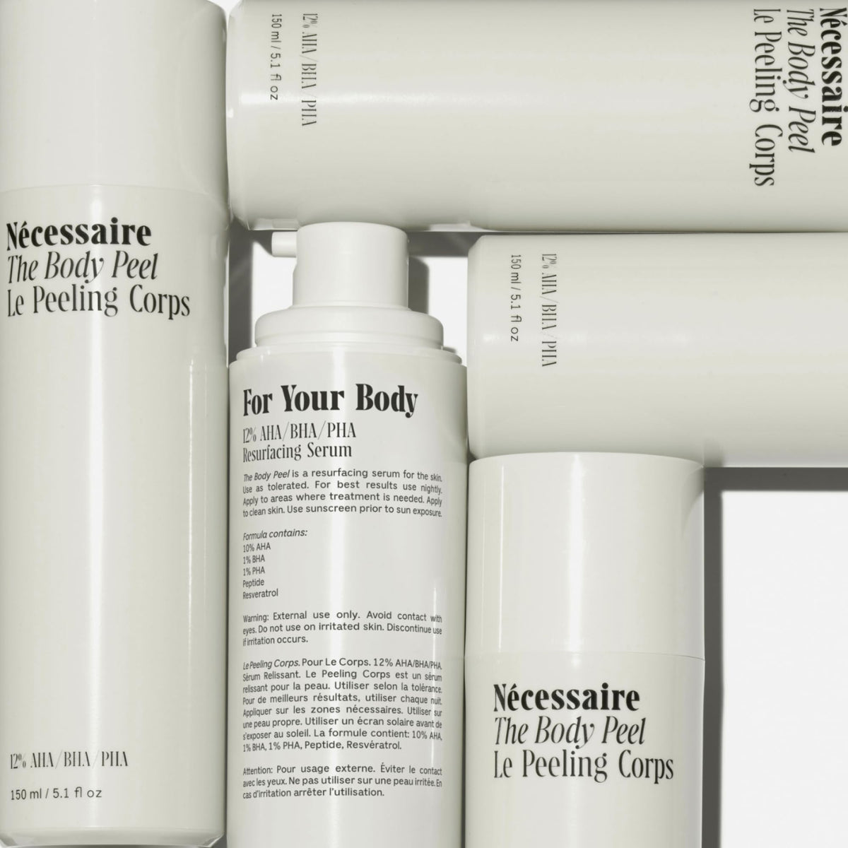 Nécessaire Body Peel swatch on skin showing texture and coverage